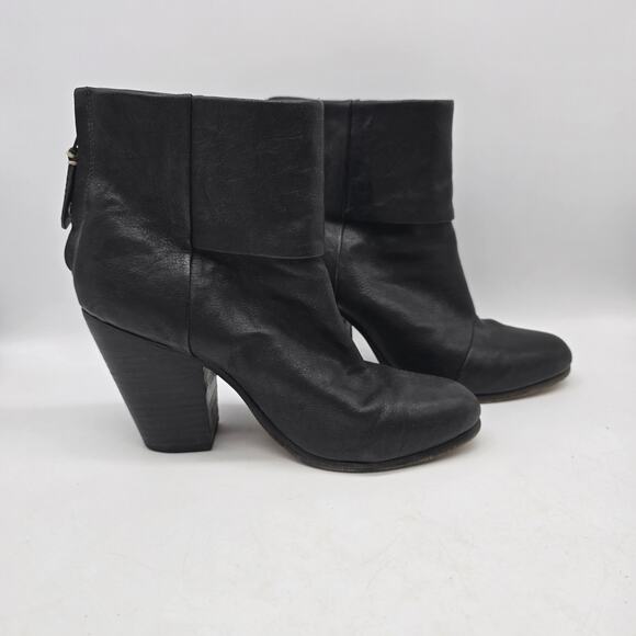 Rag & Bone Newbury Women's Leather Heeled Ankle Boots Booties Black Size 8 - Picture 1 of 10